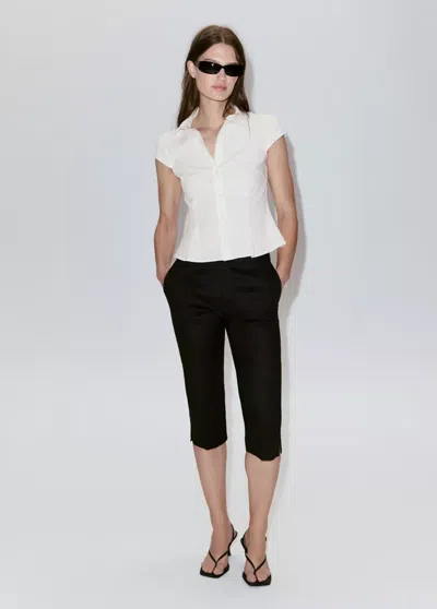 Mango Fitted Short-sleeved Shirt In White
