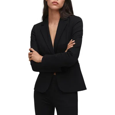 Mango Fitted Single Breasted Ponte Blazer In Black