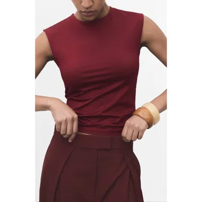 Mango Fitted Sleeveless Top In Burgundy