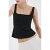 Mango Fitted Square Neck Top In Black