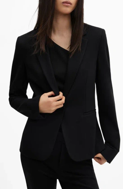 Mango Fitted Suit Blazer In Black