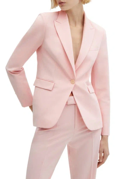 Mango Fitted Suit Blazer In Pink