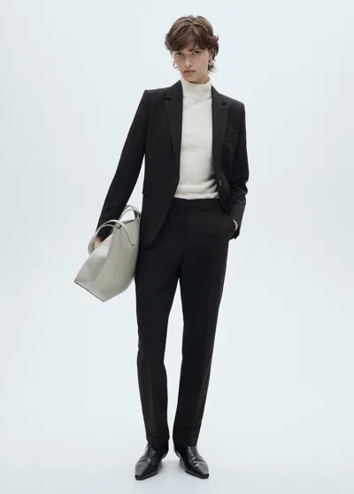 Mango Fitted Suit Jacket Black