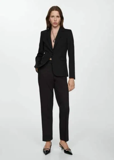 Mango Fitted Suit Jacket Black
