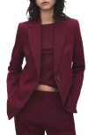 Mango Fitted Suit Jacket In Burgundy