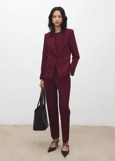 Mango Fitted Suit Jacket Wine In Burgundy