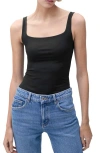 Mango Fitted Tank Bodysuit In Black