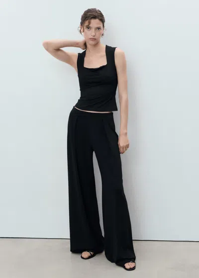 Mango Fitted Top With Wide Straps Black