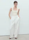 Mango Fitted Top With Wide Straps Off White