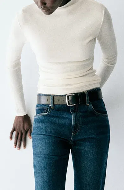 Mango Fitted Turtleneck T-shirt In White