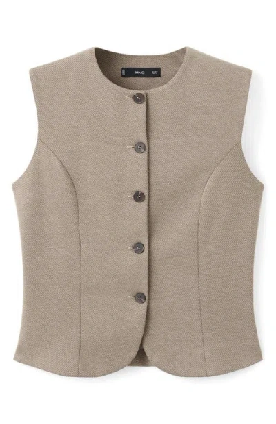 Mango Fitted Vest In Neutral
