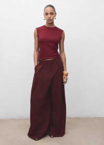 Mango Fitted Vest Top Burgundy