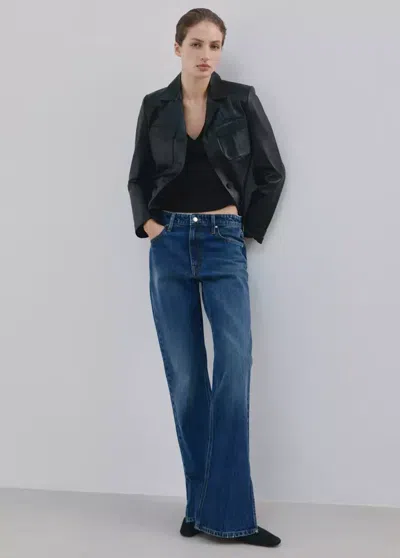 Mango Fitted V-neck Top In Black