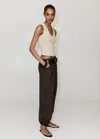 Mango Fitted V-neck Top In Light/pastel Brown