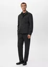 Mango Flannel Overshirt With Pockets In Black