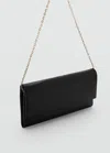 Mango Flap Leather Bag Black In Black