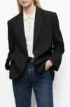 Mango Flap Pocket Blazer In Black