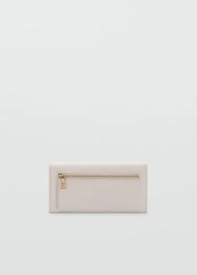 Mango Flap Saffiano-effect Wallet Off White