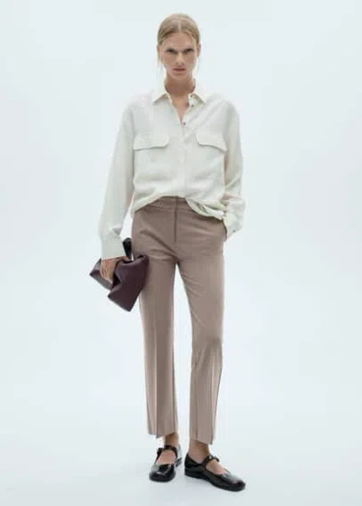 Mango Flare Fluid Trousers Medium Brown
