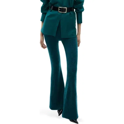 Mango Flare Knit Pants In Petrol Blue