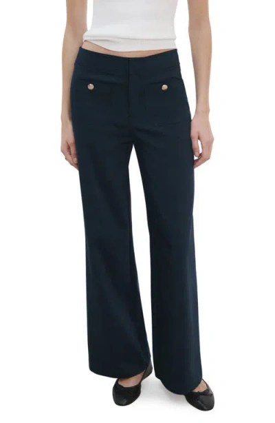 Mango Flare Leg Pants In Blue