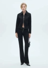 Shop Mango Flared Trousers With Zip In Noir