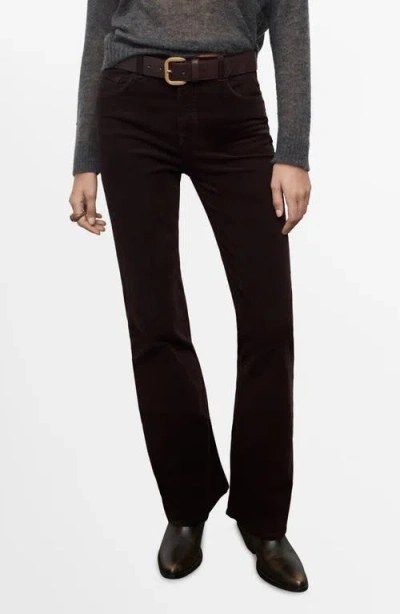 Mango Flare Velvet Jeans In Black