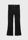 Mango Jean Cargo Flare Black Denim - Enfants - 13-14 Ans -  Kids In Black