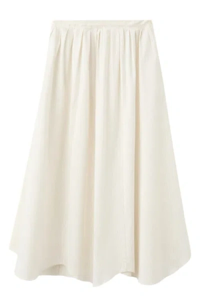 Mango Flared Cotton Blend Maxi Skirt In White