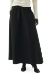 Mango Flared Cotton Blend Midi Skirt In Black