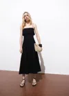 Mango Flared Dress With Ruffles Black