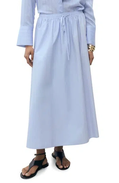 Mango Flared Cotton Maxi Skirt In Blue