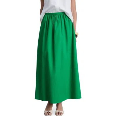 Mango Flared Cotton Midi Skirt In Green