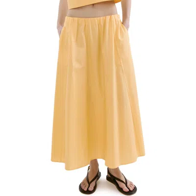 Mango Flared Cotton Midi Skirt In Yellow