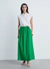 Shop Mango Jupe Coton Évasée Vert - Femme - L -  In Green