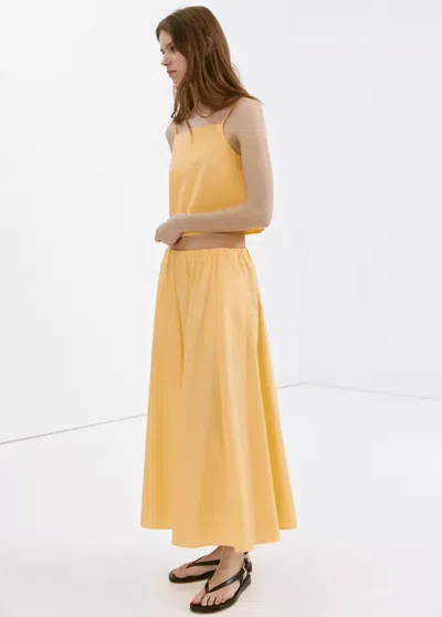 Mango Flared Cotton Skirt In Pastel Yellow