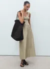 Mango Flared Dress In Combined Fabric Khaki