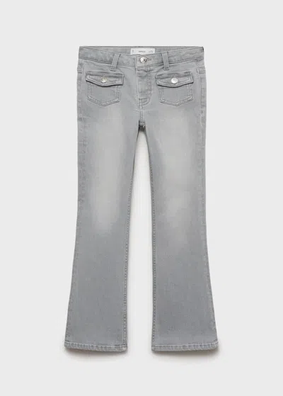 Mango Kids' Flared Jeans With Pocket Denim Grey In Gray