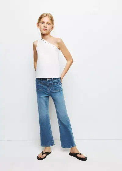Mango Kids' Flared Jeans With Pocket In Blue