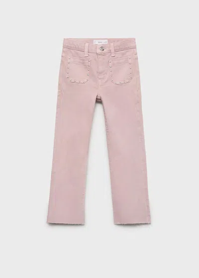 Mango Kids' Flared Jeans With Studs Light/pastel Purple In Pink