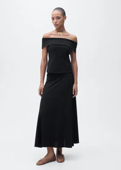 Mango Flared Knitted Skirt Black