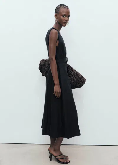 Mango Flared Linen Dress With Belt