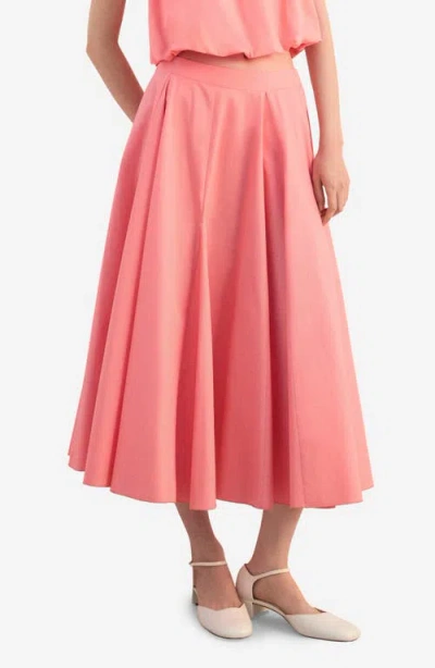 Mango Flared Midi-skirt Coral Red