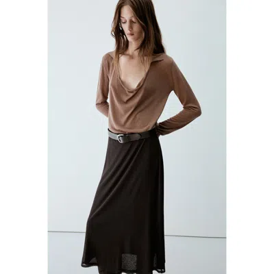 Mango Flared Midi Skirt In Brown
