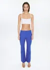 Mango Flared Pants With Welt Pockets In Blue
