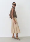 Mango Flared Skirt With Pleated Detail Medium Brown In Medium Brown