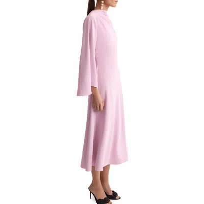 Mango Flared Sleeve Satin Dress In Pink