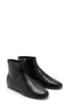 Mango Flat Ankle Boot With Zipper Black In Black