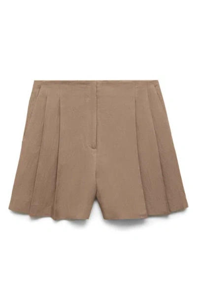 Mango Flat Front Bermuda Shorts In Brown