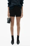 Mango Flat Front High Waist Straight Shorts In Black